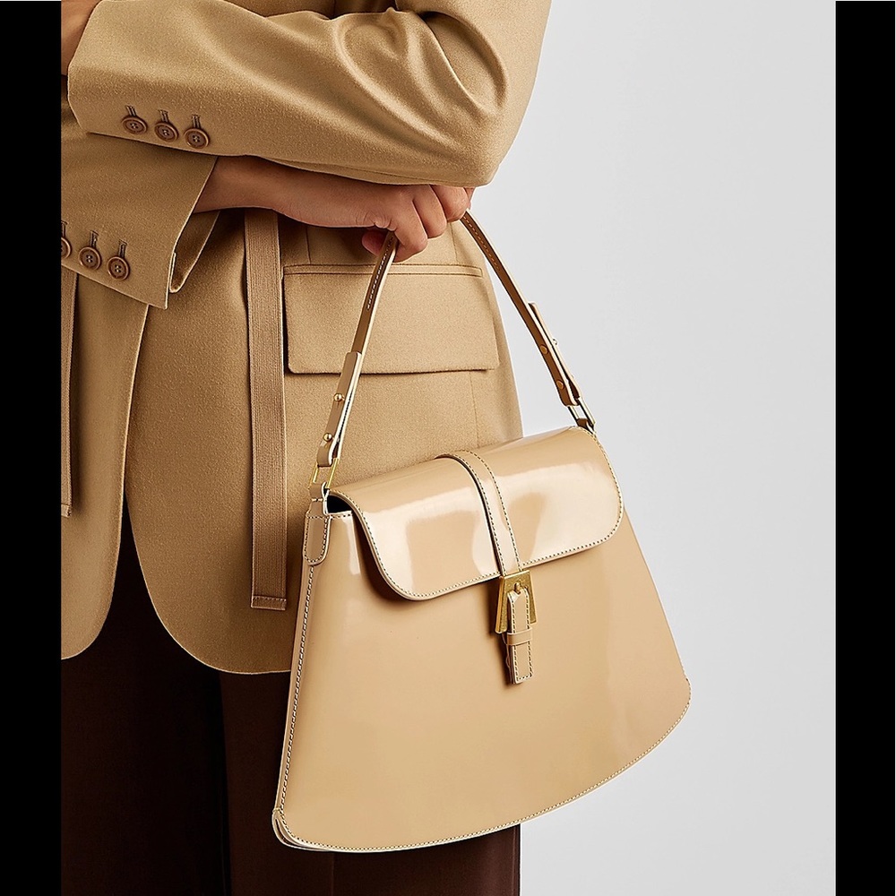 BY FAR beige portia shoulder bag